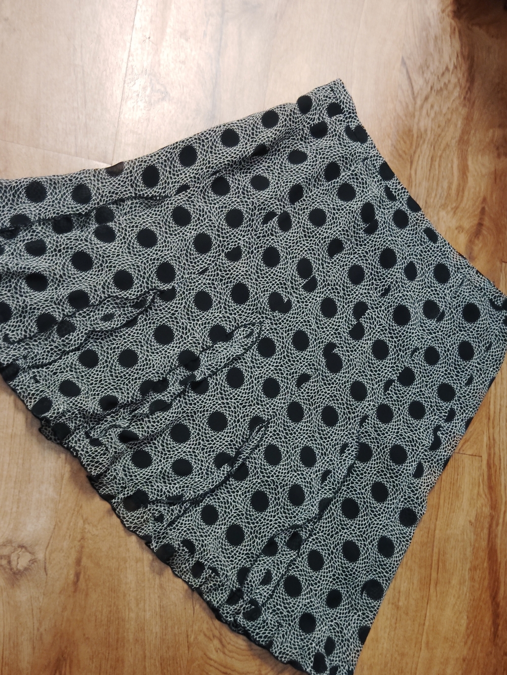 LOFT Black and White Polka Dot Skater Skirt